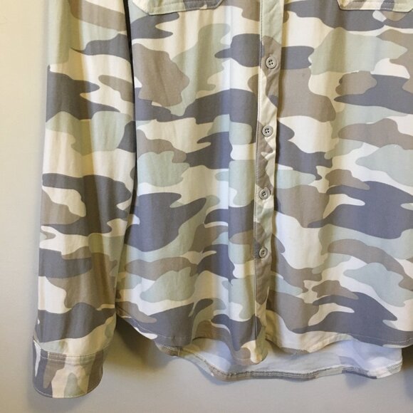 Retro 90s Tank Girl Pale Camo Soft Button Up Shirt - Picture 5 of 15